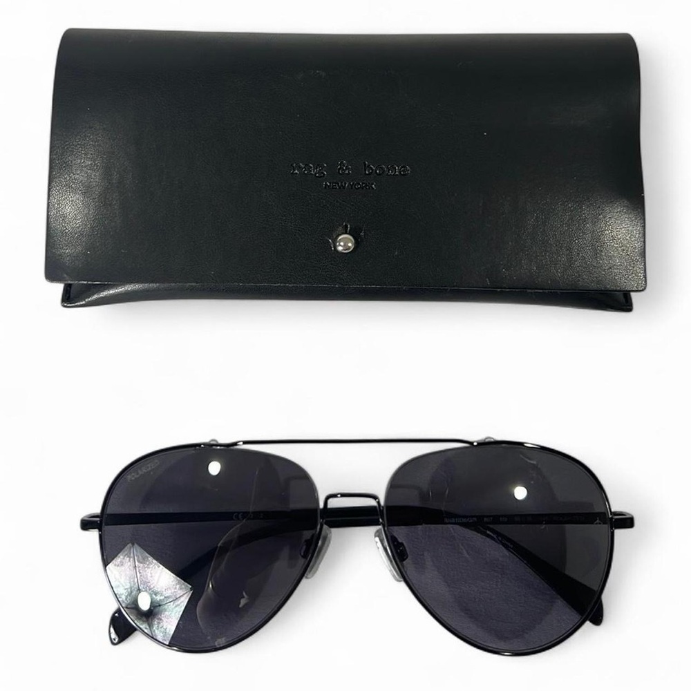 Rag & Bone Black Aviator Sunglasses NEW Unisex Metal Frame Designer Shades